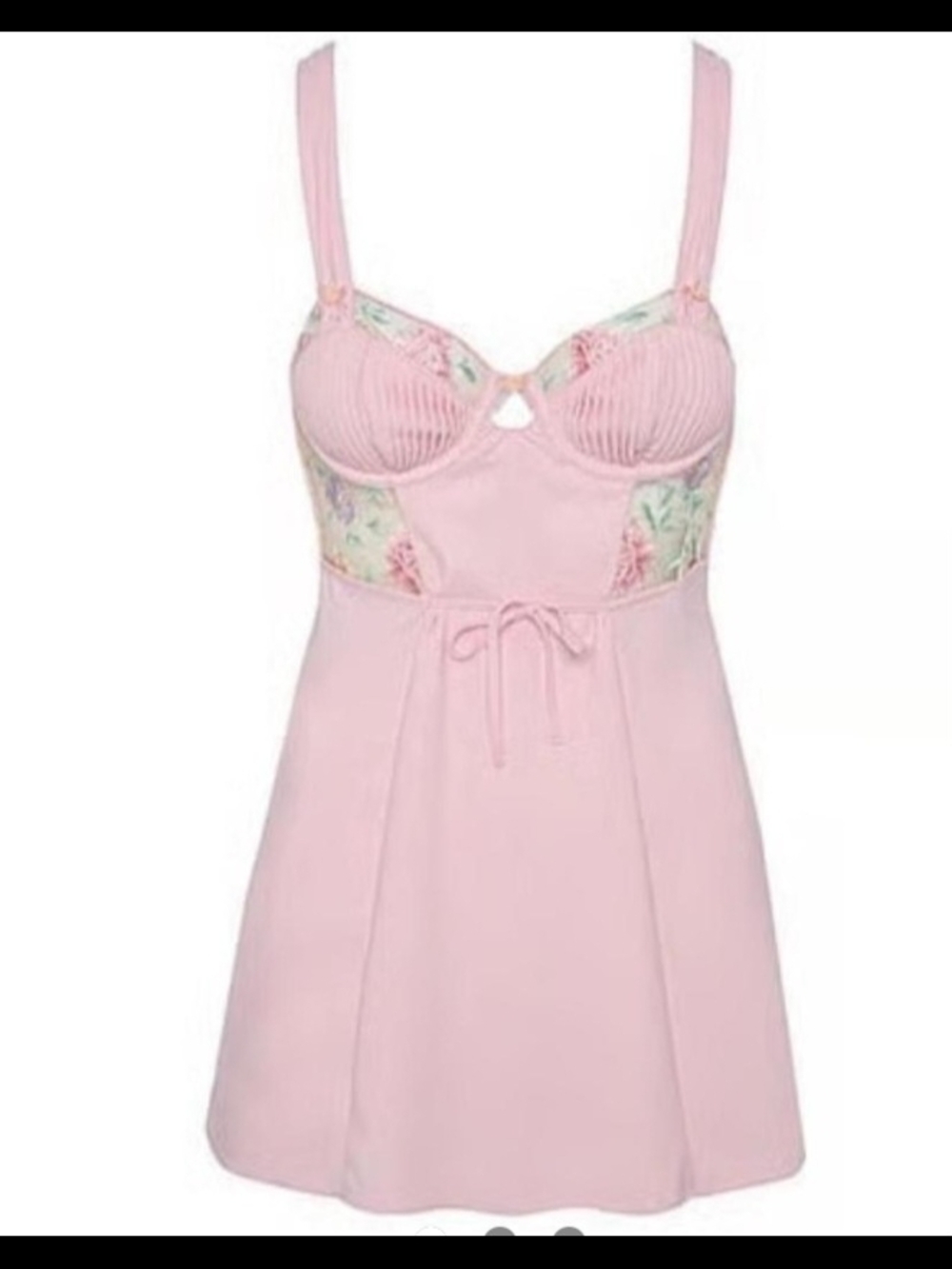 For Love And Lemons Pink Floral-Panel Slip